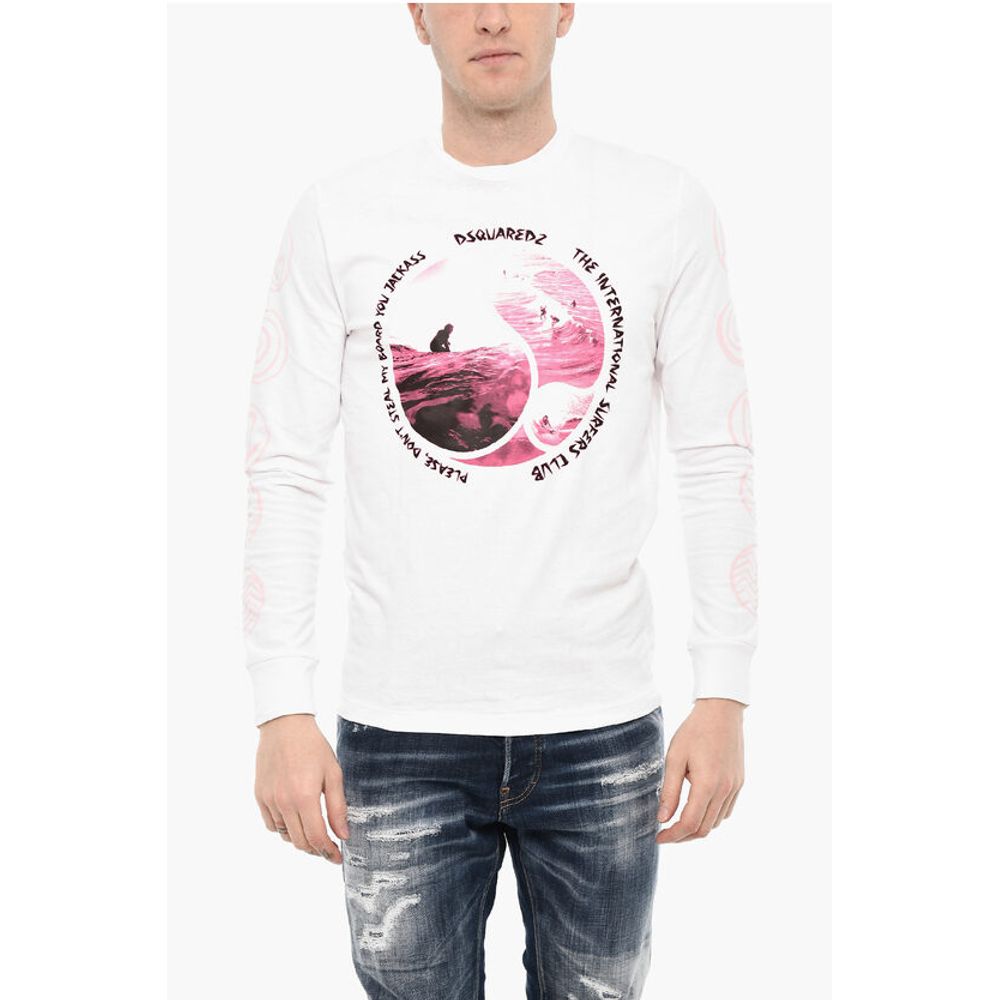 

Футболка из хлопка с длинными рукавами и круглым вырезом Dsquared2, White