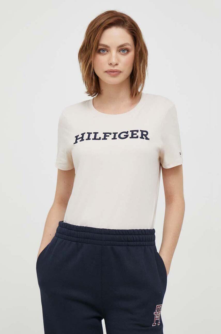 

Хлопковая футболка Tommy Hilfiger, бежевый
