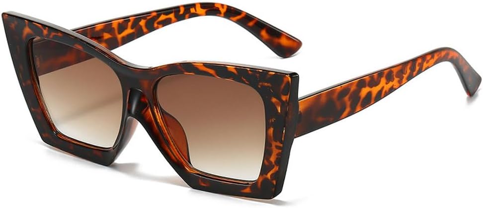 

Модные солнцезащитные очки «кошачий глаз» для женщин, ретро-стиль, желейные, трендовые оттенки, защита от ультрафиолета UV400, женские солнцезащитные очки TKKTLLT, Leopard-brown