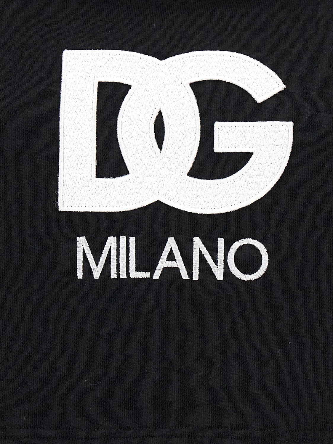 Укороченное худи с вышитым логотипом DOLCE & GABBANA, черный — фото 4