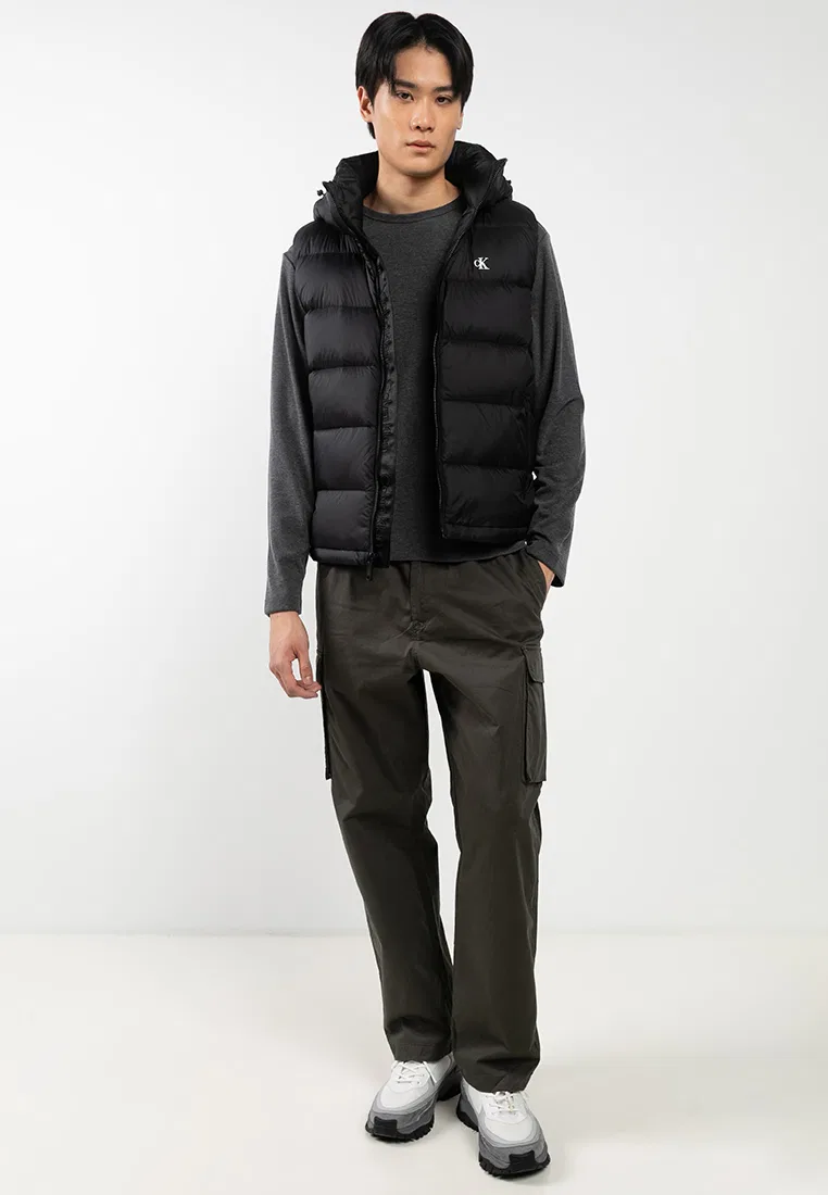 Жилет, на молнии, с капюшоном, Nylon Zip Off Hood Down Puffer Calvin Klein, черный — фото 4