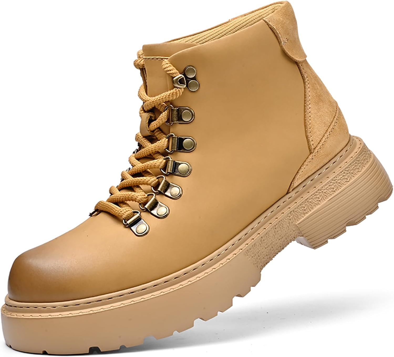 

Мужские кожаные ботинки на платформе Optigard с шнуровкой Чукка, водонепроницаемые, противоскользящие, для походов, повседневные, мотоциклетные, коричневый