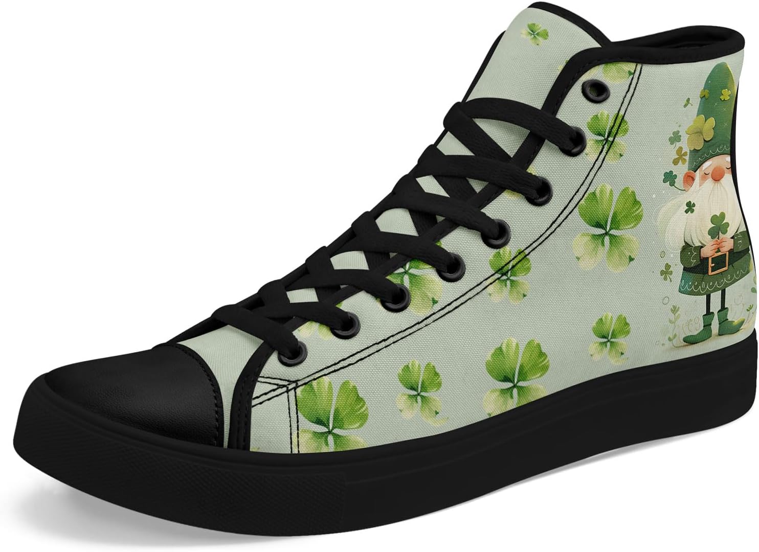 

Высокие кеды на шнуровке ко Дню Святого Патрика с принтом счастливого клевера и лепрекона, унисекс, легкие повседневные кроссовки для мужчин и женщин Awsole, черный/зеленый