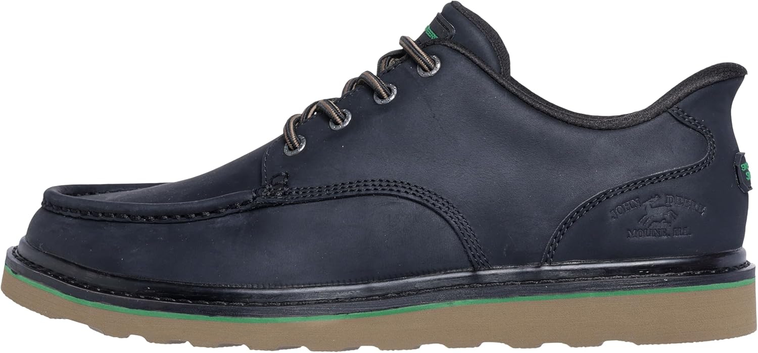 Мужские кожаные мокасины Skechers John Deere Brockman с эластичной застежкой, черный — фото 3