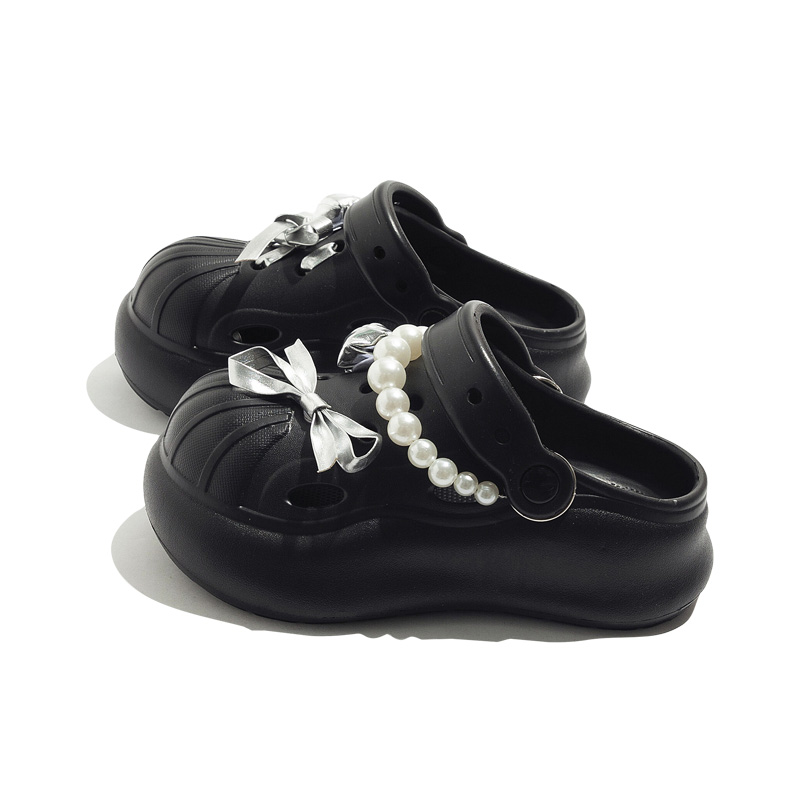 BEIER Клоги женские - черные, серебристо-розовые тапочки, цвет Black, Silver Rose Slippers — фото 3