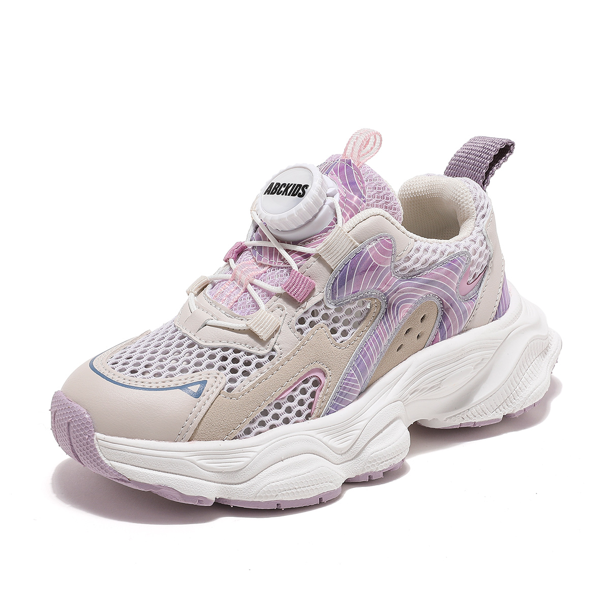 

Нескользящие, дышащие, легкие, амортизирующие низкие детские кроссовки для повседневной носки. ABC KIDS, бежевый/розовый/фиолетовый