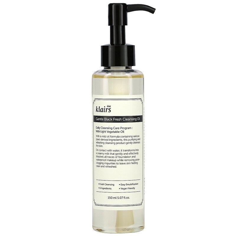 

Klairs, Gentle Black Fresh Cleansing Oil, масло для лица, 150 мл