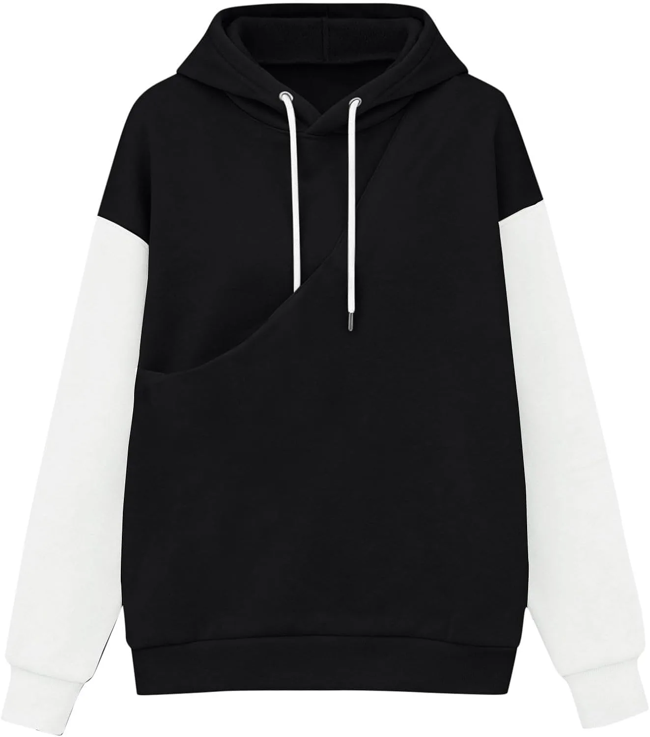 Толстовка с капюшоном для мужчин Oversized, с большим карманом-кенгуру и цветным пэчворком — фото 4