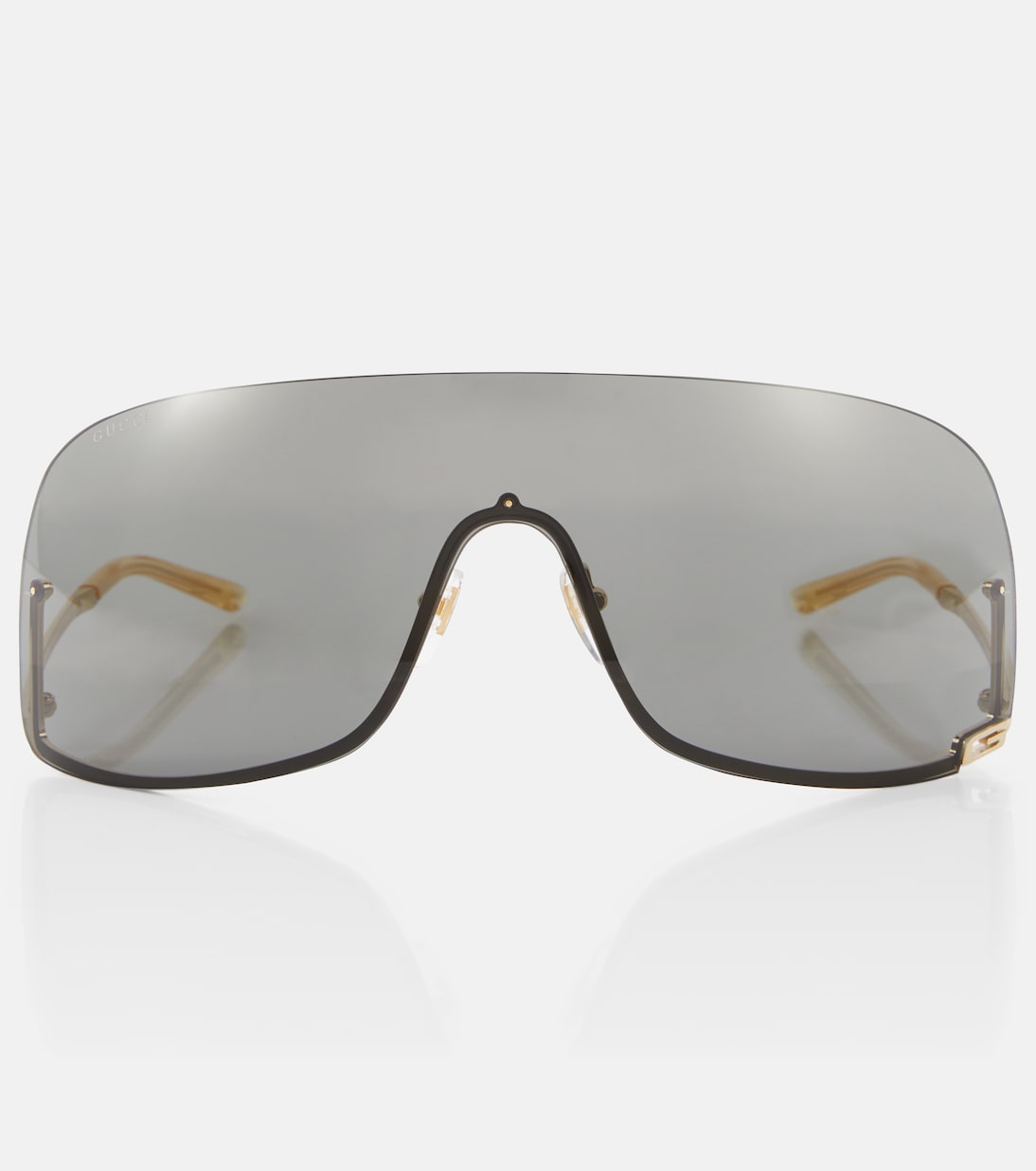

Солнцезащитные очки Shield Gucci, Gold-Gold-Grey