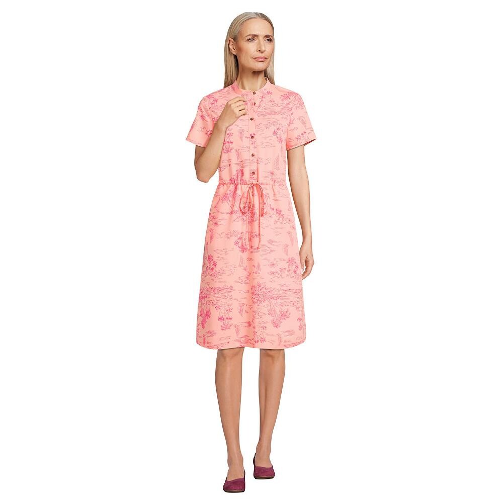 

Женское платье-рубашка на пуговицах спереди Lands End Lands' End, цвет Peach Pink Scenic