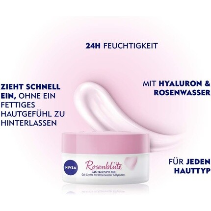 Nivea Дневной крем Rose Petal 24H 50 мл с розовой водой и гиалуроном - легкий гелевый крем для гладкой нежной кожи — фото 3