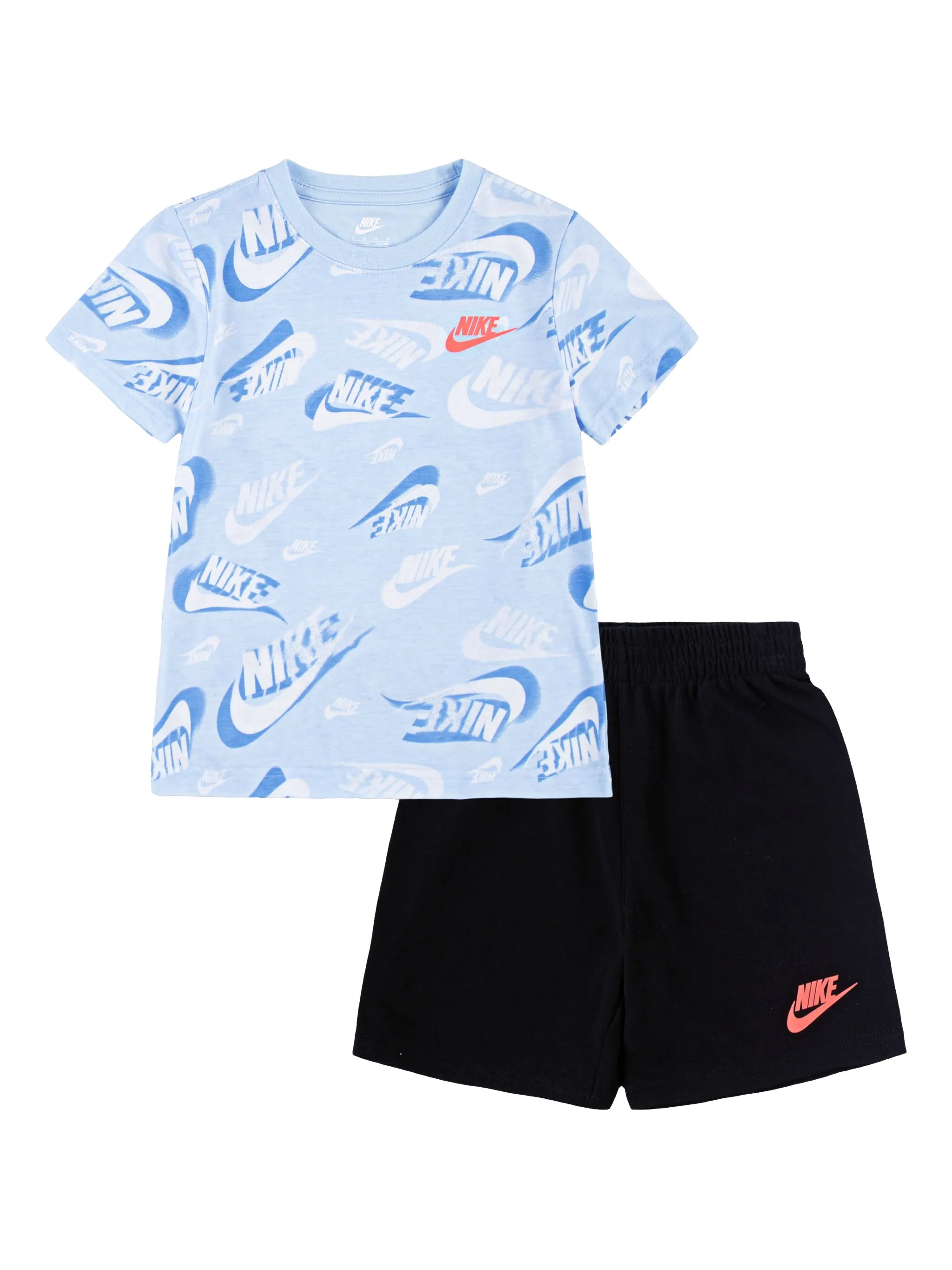 

Комплект из футболки и шортов с логотипом Nike Kids, черный