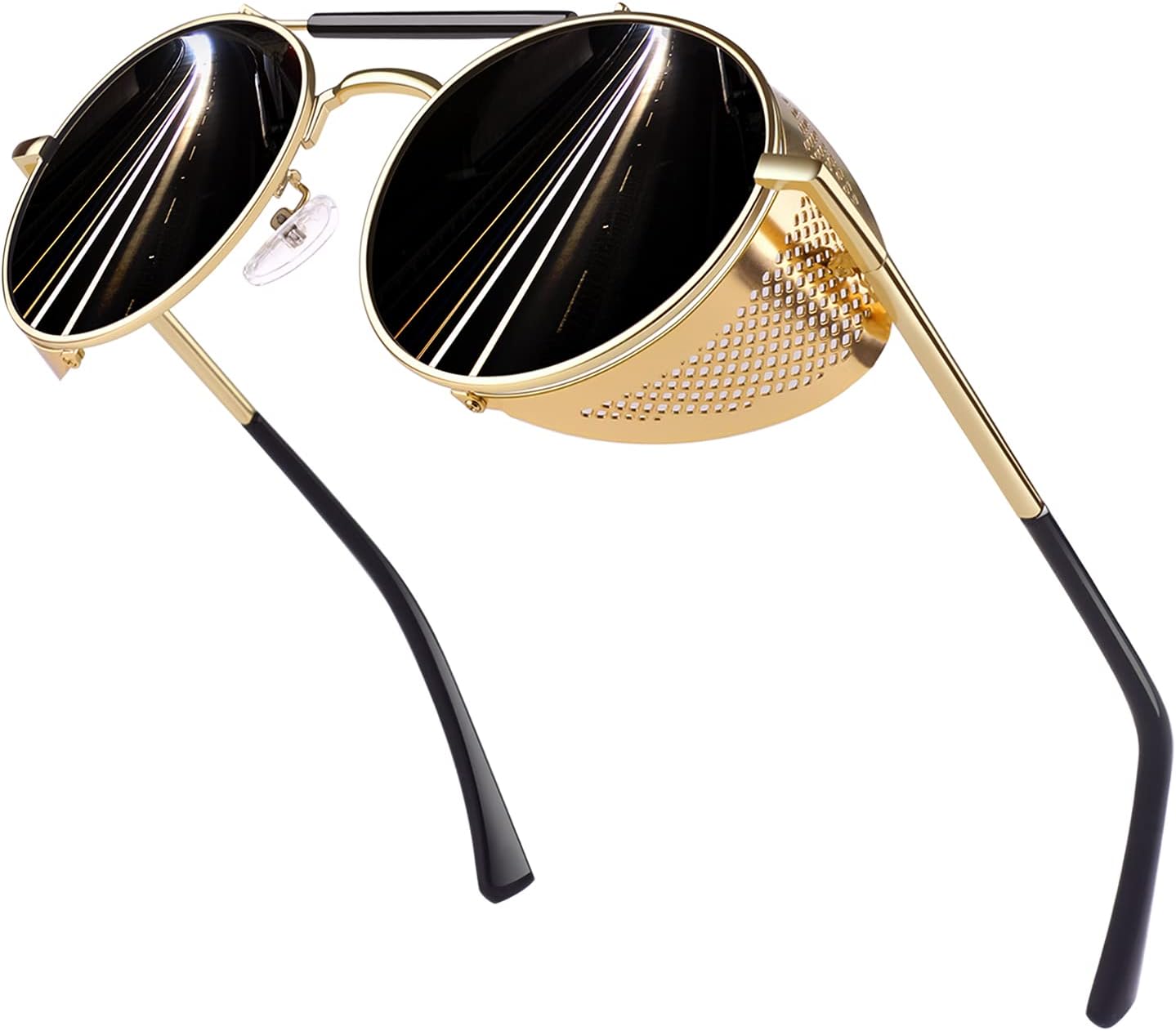 

Ретро круглые поляризованные солнцезащитные очки в стиле стимпанк для мужчин и женщин, с боковой защитой, готические, S92-ADVANCED POLARIZED Sunier, Gold Frame Grey Polarized Lens