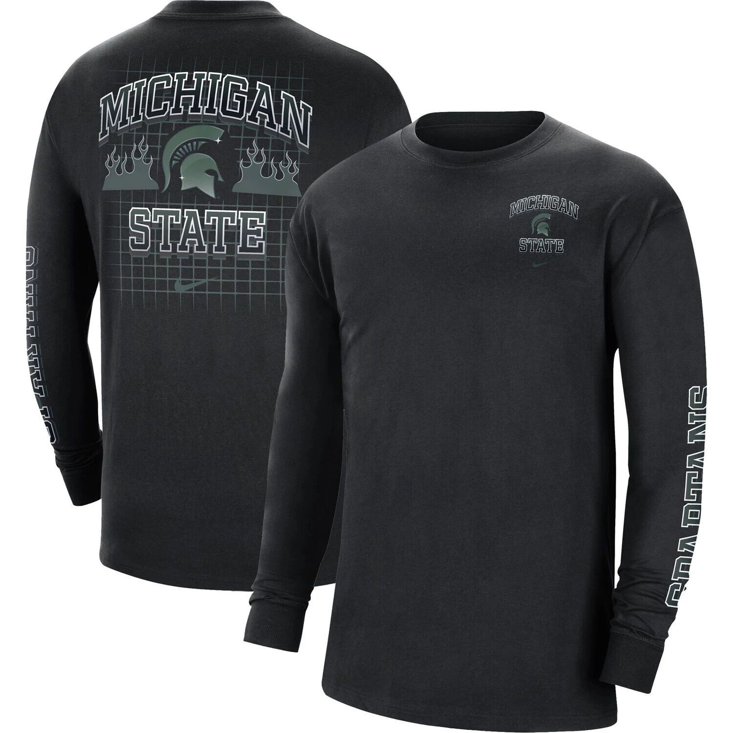 

Мужская черная футболка с длинным рукавом Michigan State Spartans Tour Max 90 Nike, Черный, Мужская черная футболка с длинным рукавом Michigan State Spartans Tour Max 90 Nike