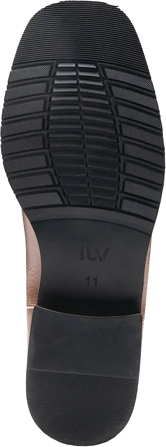 

Мужские ковбойские сапоги IUV, западные сапоги с классической вышивкой, квадратный носок, средняя голень, с круглыми отверстиями, коричневый