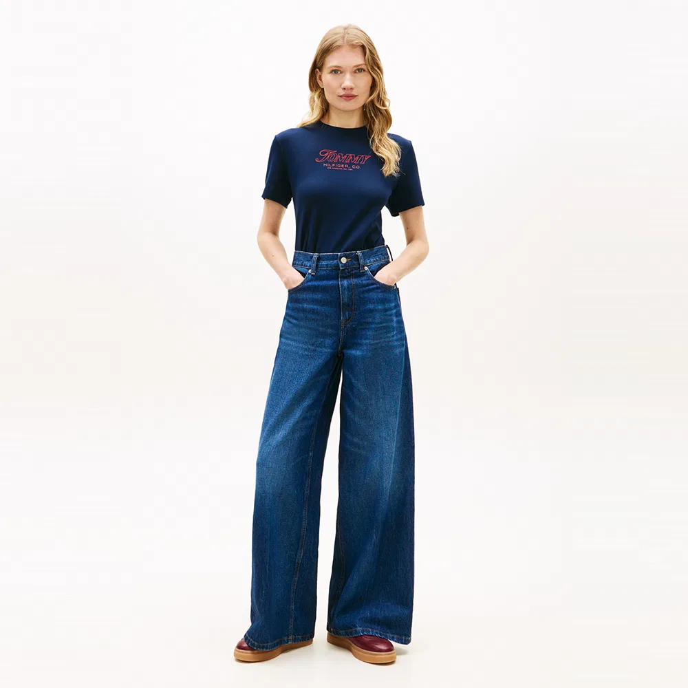 Женская футболка с круглым вырезом и логотипом тёмно-синяя от Tommy Hilfiger Women — фото 2