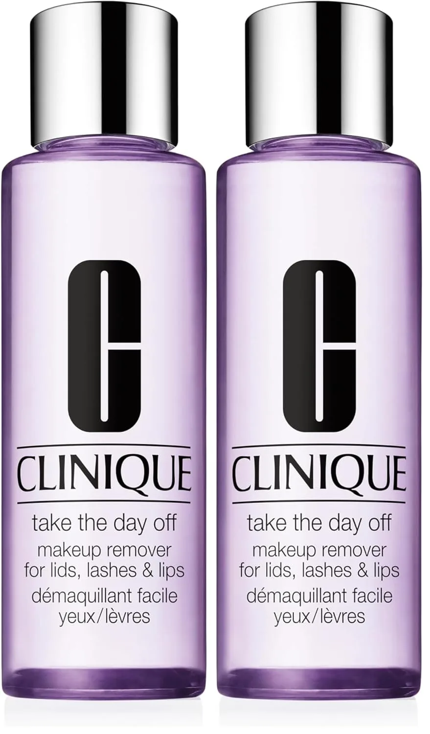 Clinique Take The Day Off жидкое средство для снятия макияжа с век, ресниц и губ, без масла и без раздражения, для всех типов кожи, 6,7 жидких унций (2 шт)