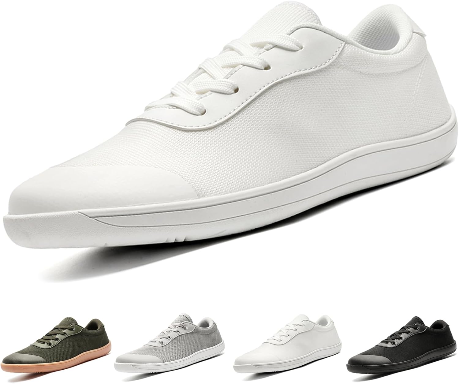 

Мужские кроссовки с широкой носочной частью для босоногого бега, повседневные, легкие, с нулевым падением подошвы, для ходьбы, трейла и зала, минималистичные тренировочные кроссовки Ptnoka, белый