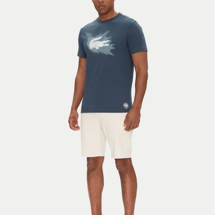 Футболка Lacoste с круглым вырезом зеленая — фото 4