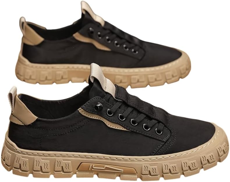 

Мужские дышащие повседневные скейтерские кроссовки на шнуровке с парусиновой подошвой- идеально подходят для отдыха на природе и повседневной носки Hoalox, черный