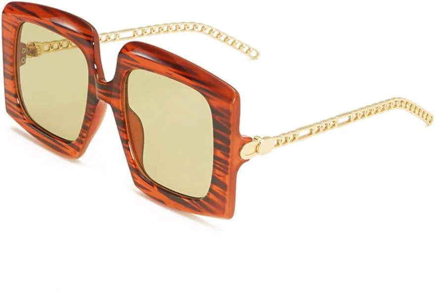 

Модные солнцезащитные очки-щитки для женщин и мужчин, трендовые, с металлическими цепочками на дужках, оправой из сплава, роскошные солнцезащитные очки HVTVTLA, C6