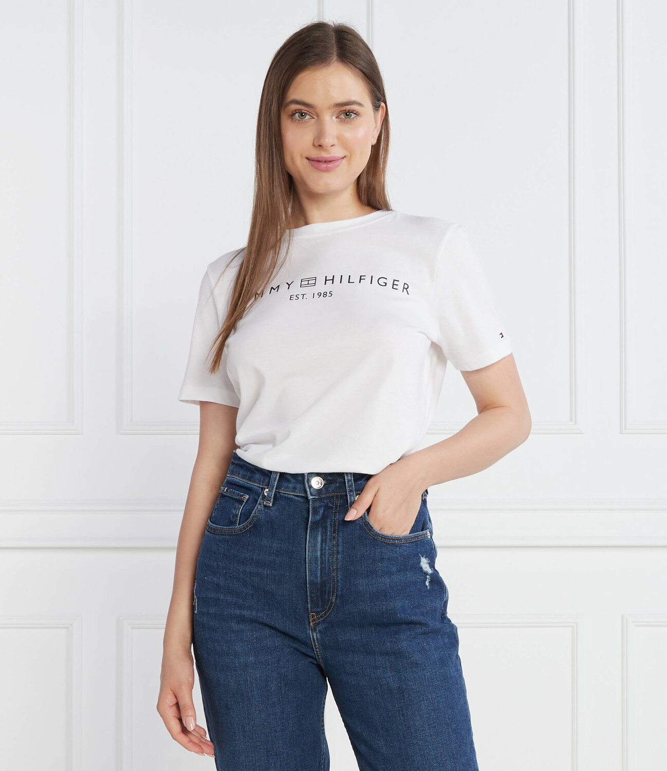 Футболка Tommy Hilfiger REG CORP LOGO C-NK SS Regular Fit, белый — фото 3