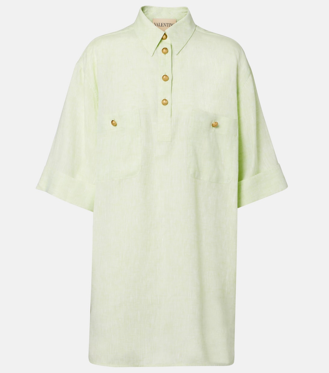 

Льняная рубашка-поло большого размера Valentino, Clear Mint