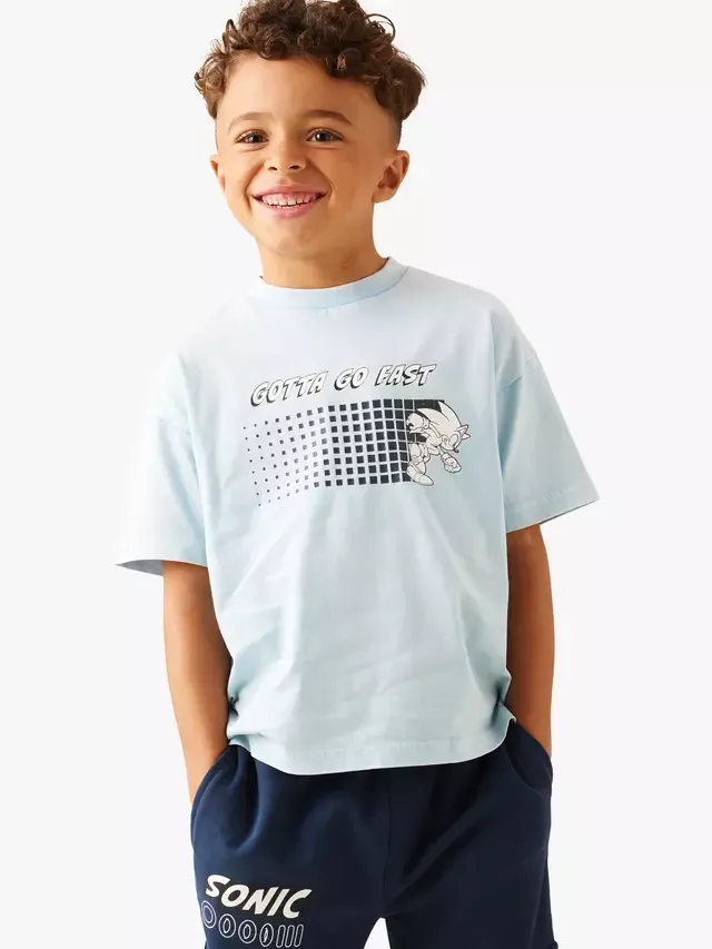 Детская футболка Kids' x Sonic Oversized Washed T-Shirt, синяя Angel & Rocket