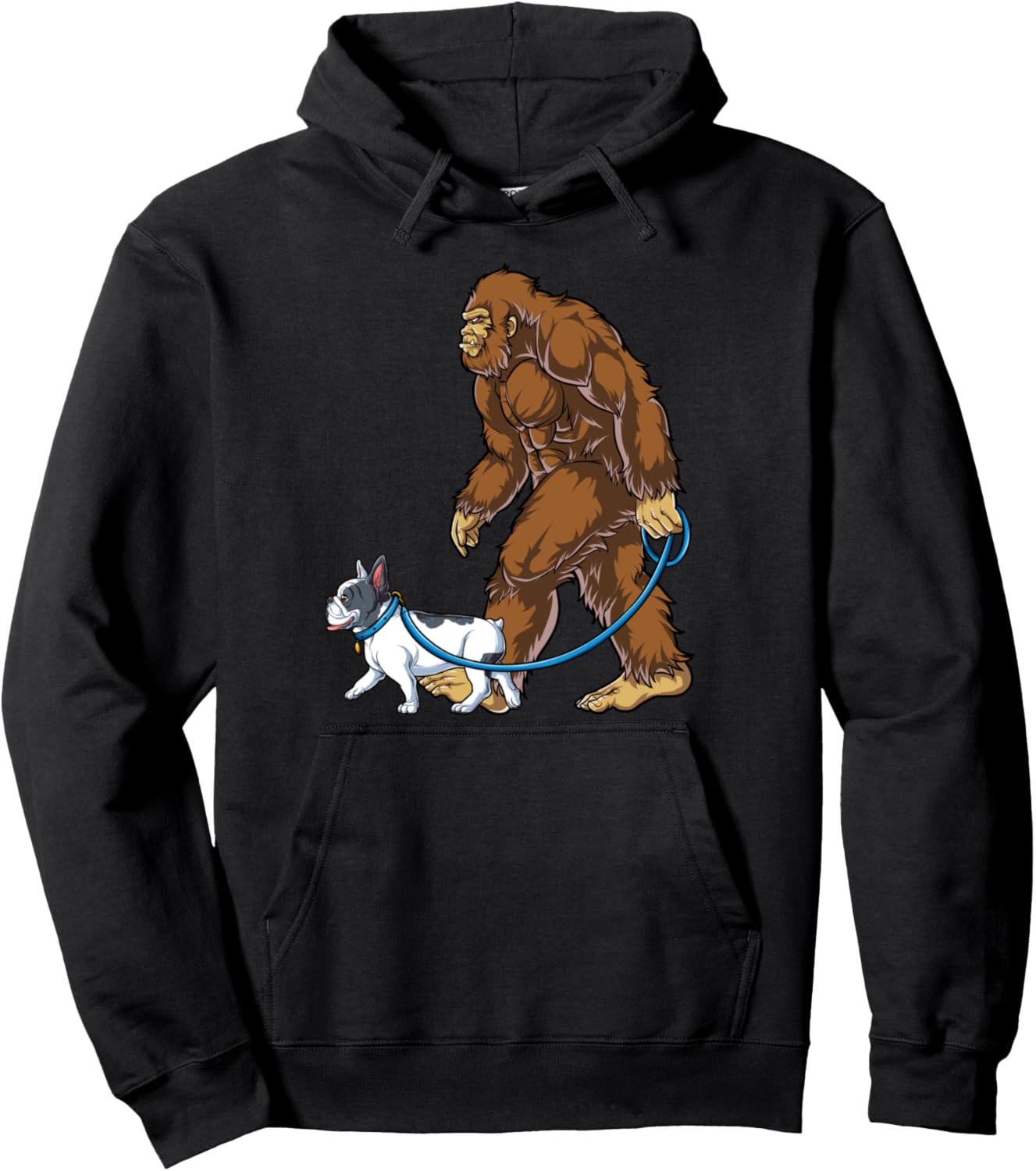 

Мужская толстовка с изображением Бигфута, французского бульдога и забавной прогулки, для любителей сасквоча French Bulldog Du Clothing, черный