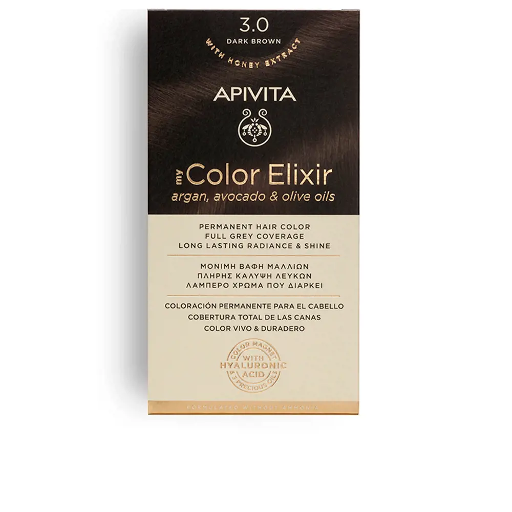 

Краска для волос My color elixir coloración permanente Apivita, цвет 3.0, 1 шт.