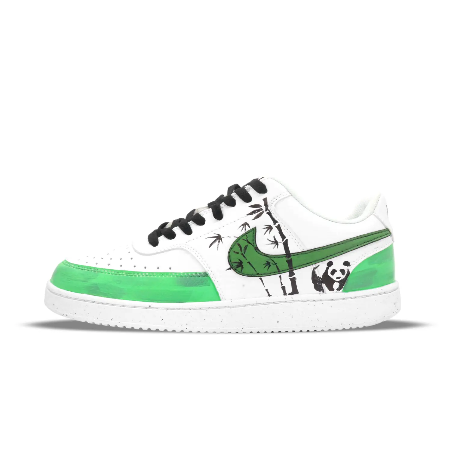 

Nike Кроссовки для скейтборда Court Vision 1 Bamboo Grove Panda легкие и дышащие, низкие, мужские, белые, зеленые