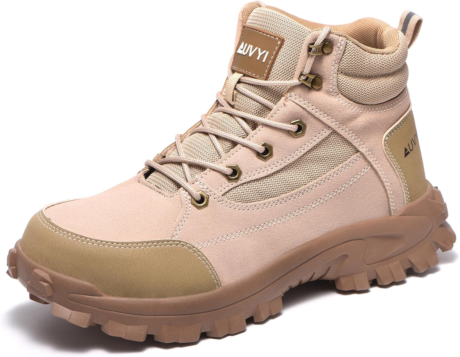 

Ботинки AUVYI с стальным носком для мужчин - широкие носки, удобные, неразрушимые, долговечные защитные ботинки, строительная и промышленная обувь, ботинки для мужчин, бежевый