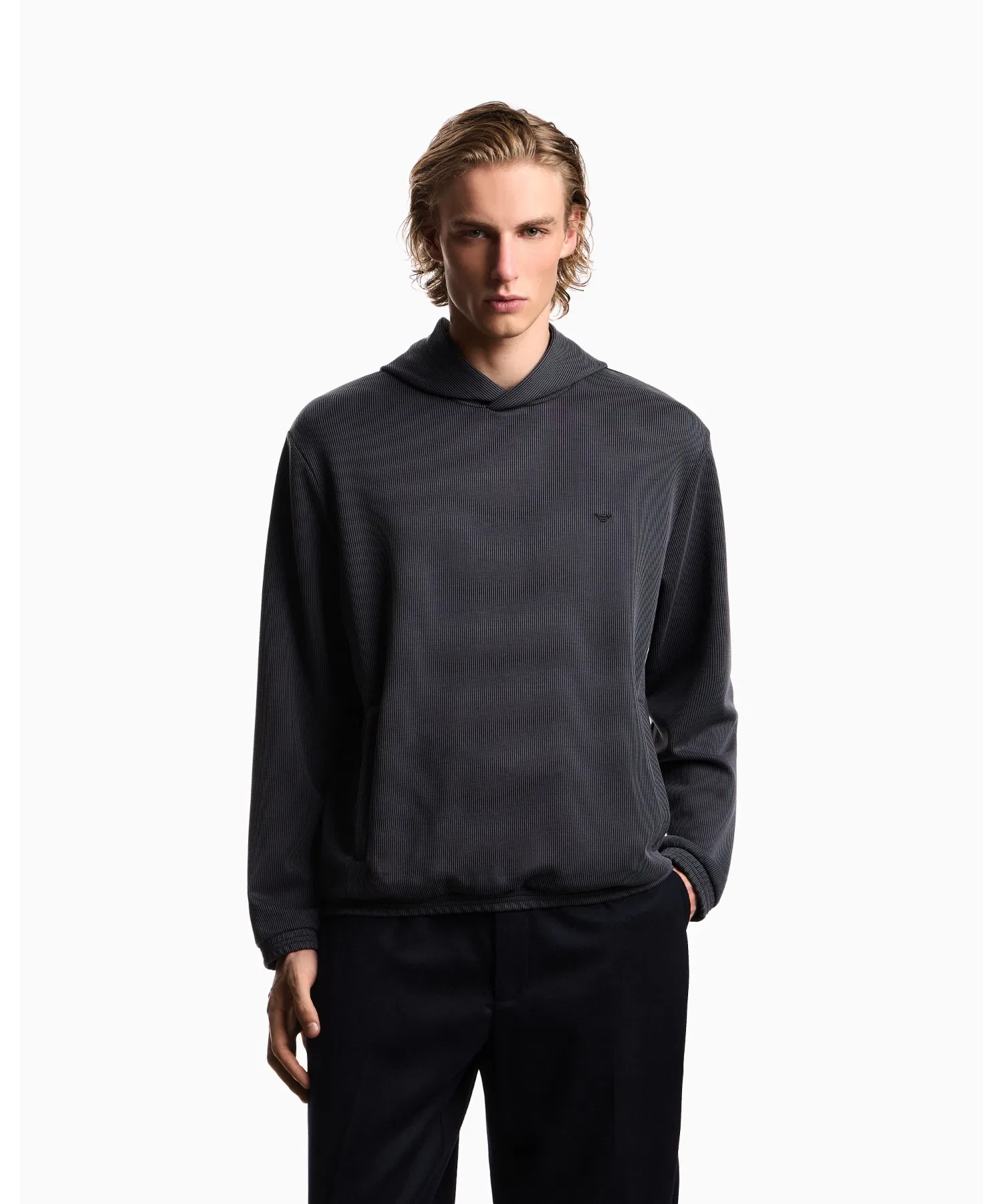 【Emporio Armani】 Толстовка с капюшоном и отделкой из репсовой ленты в стиле «пластинчатый принт»