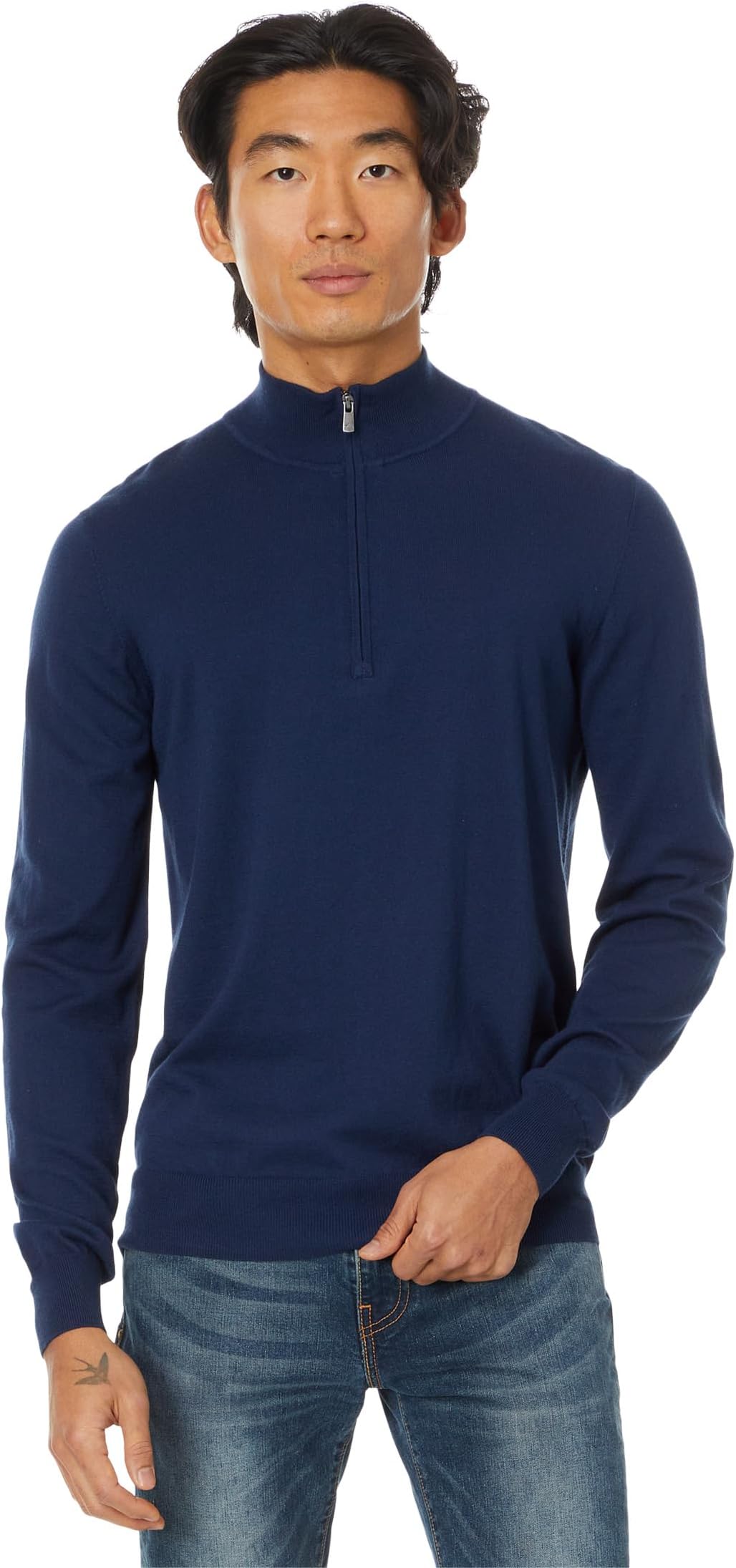 

Свитер Faherty Movement 1/4 Zip Sweater, цвет Marine Navy Heather