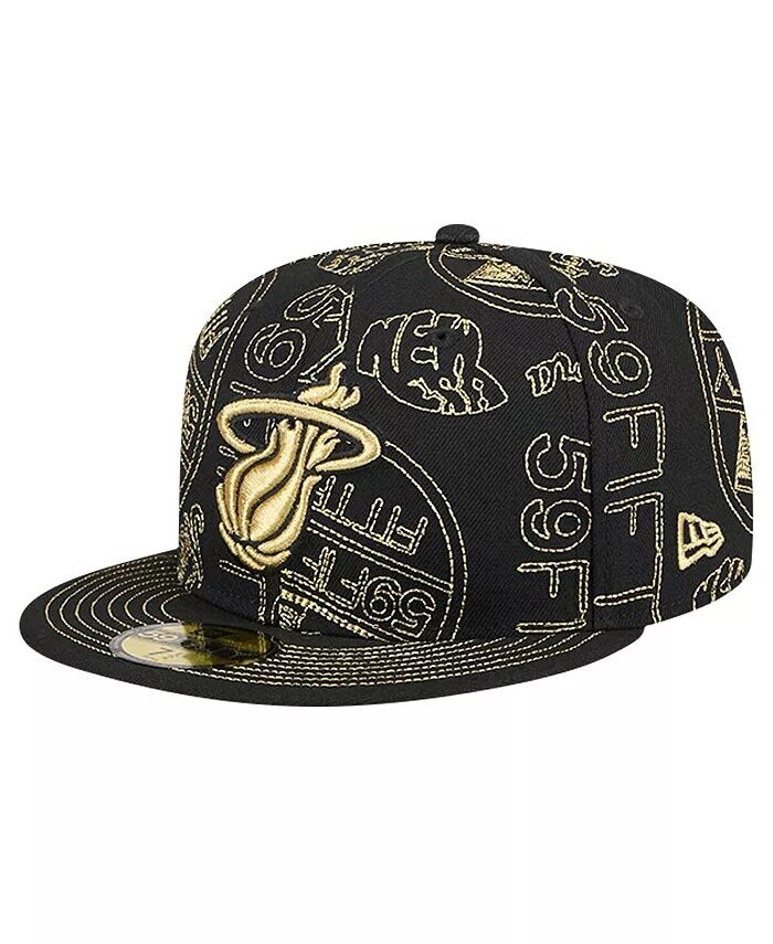 

Мужская приталенная шляпа с трафаретным принтом Miami Heat 59FIFTY Day Day New Era, черный