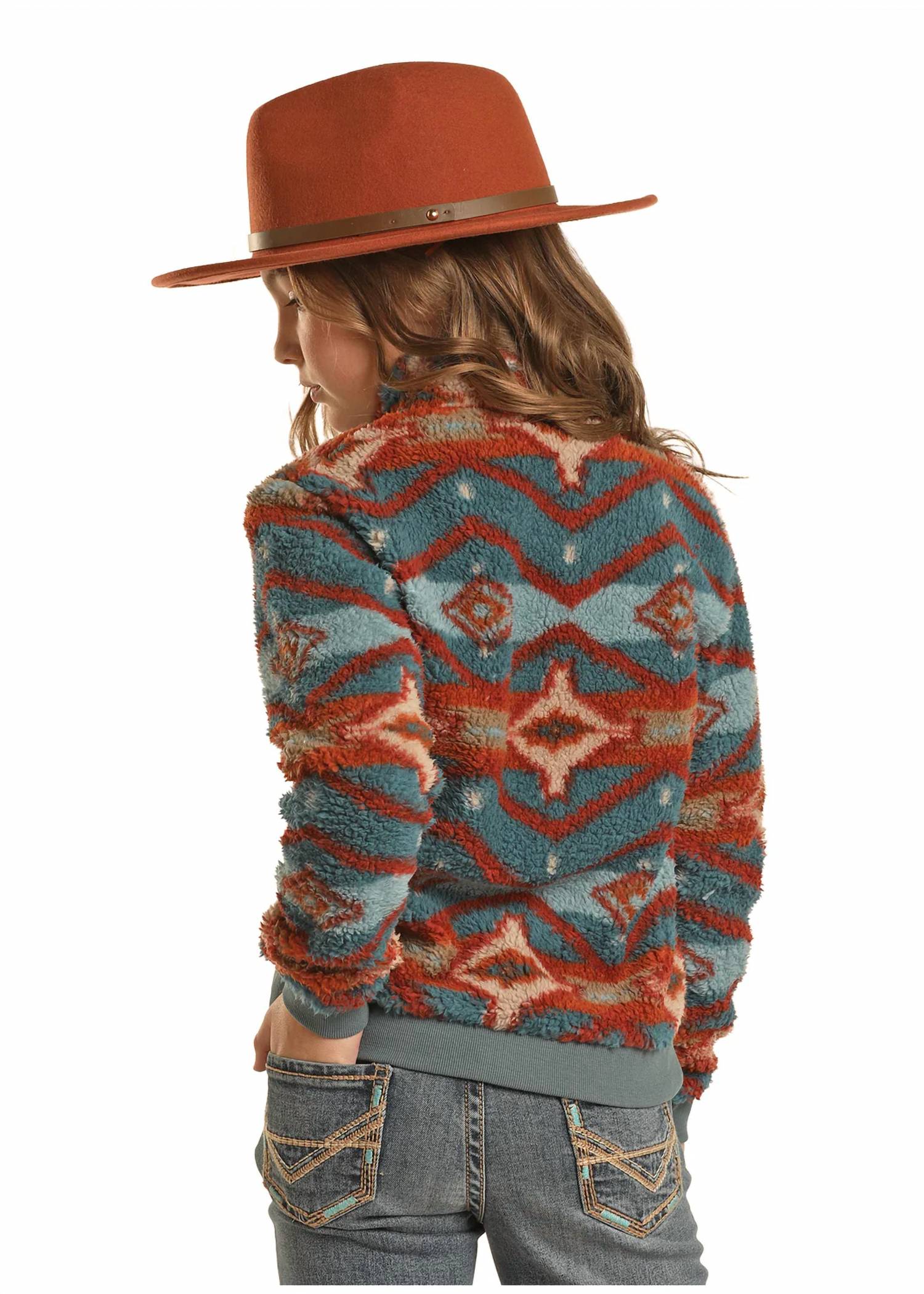 Детская толстовка Sherpa с молнией до середины в цвете индиго/мульти Rock & Roll Cowgirl — фото 2