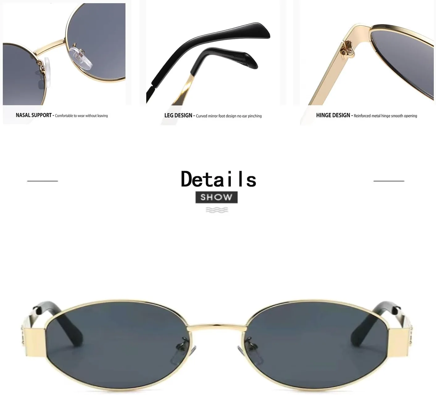 

Солнцезащитные очки для женщин - Ретро овальные солнцезащитные очки - Модные классические солнцезащитные очки с защитой UV400, стильные очки 2025 года Eaigbaozz, Gold