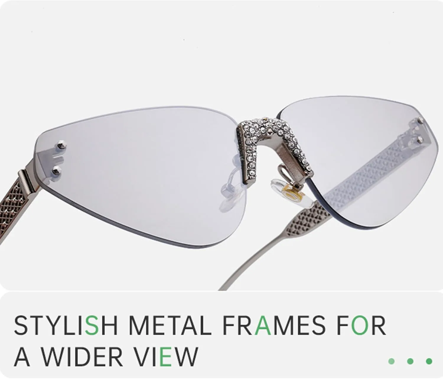 

bullabulling Ретро-солнцезащитные очки без оправы со стразами, женская металлическая оправа, солнцезащитные очки в стиле панк, защита от ультрафиолета UV400, C7