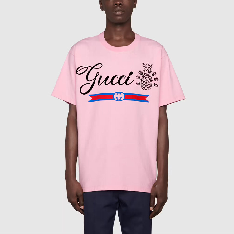 Футболка мужская розовая Gucci, розовый — фото 3