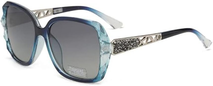 

Поляризованные солнцезащитные очки с металлическими полыми дужками, бриллиантовые солнцезащитные очки в большой оправе, для активного отдыха, верховой езды и путешествий Weloveushop, Blue