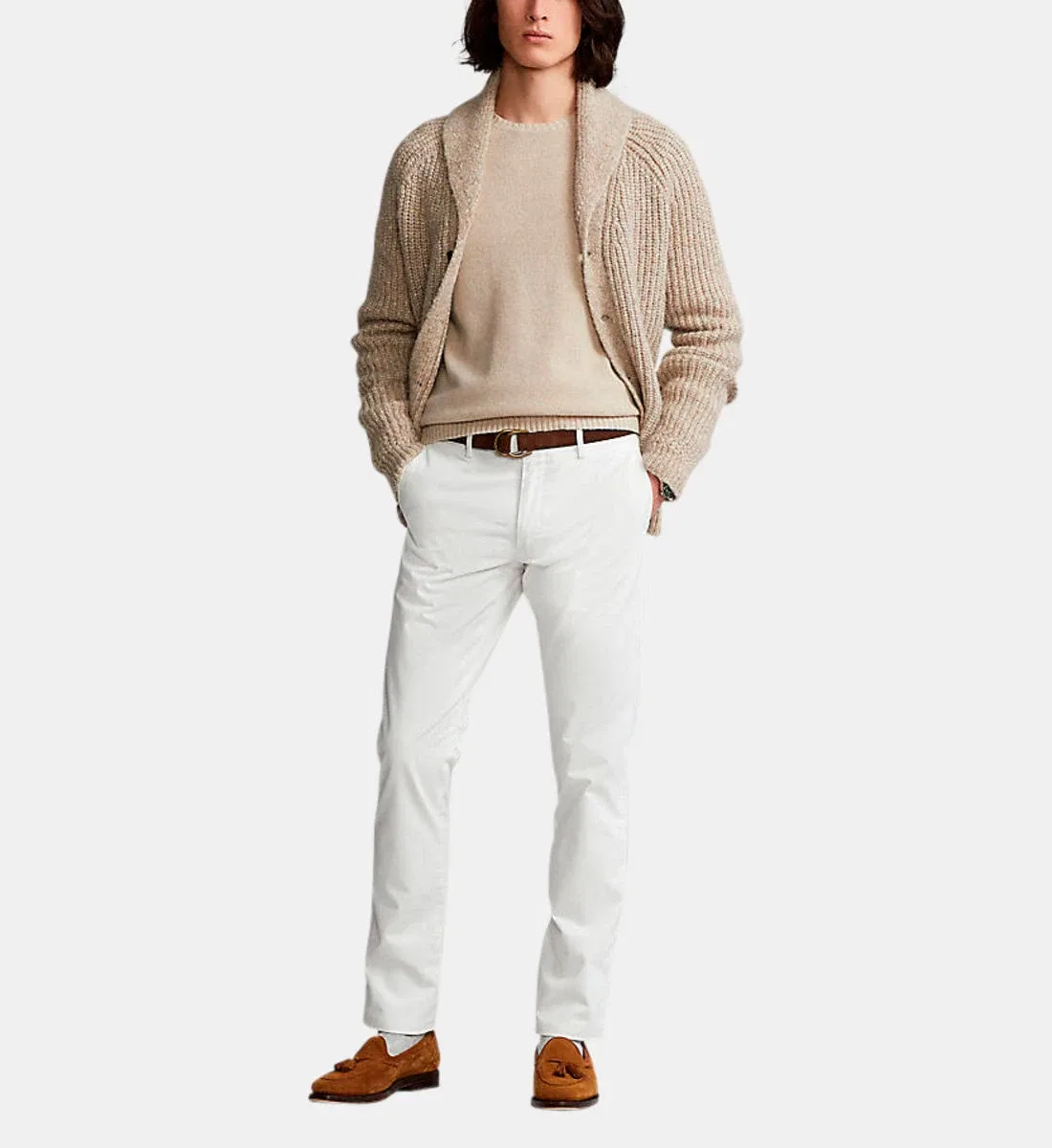Прямые брюки из эластичного саржа POLO RALPH LAUREN, белый — фото 4