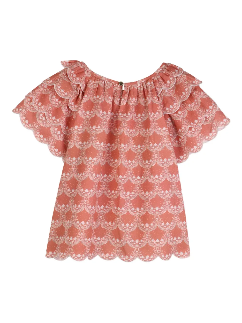 Топ с оборками и фестонами Chloé Kids, оранжевый — фото 2