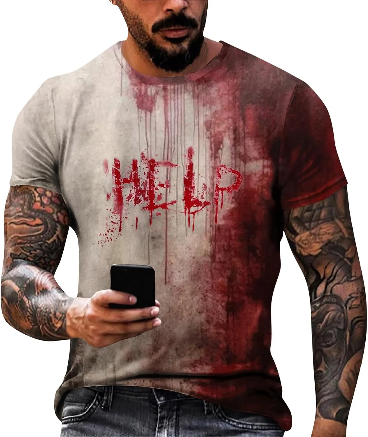 

Футболка Problem Solved с принтом "I'm Fine" в стиле хоррор