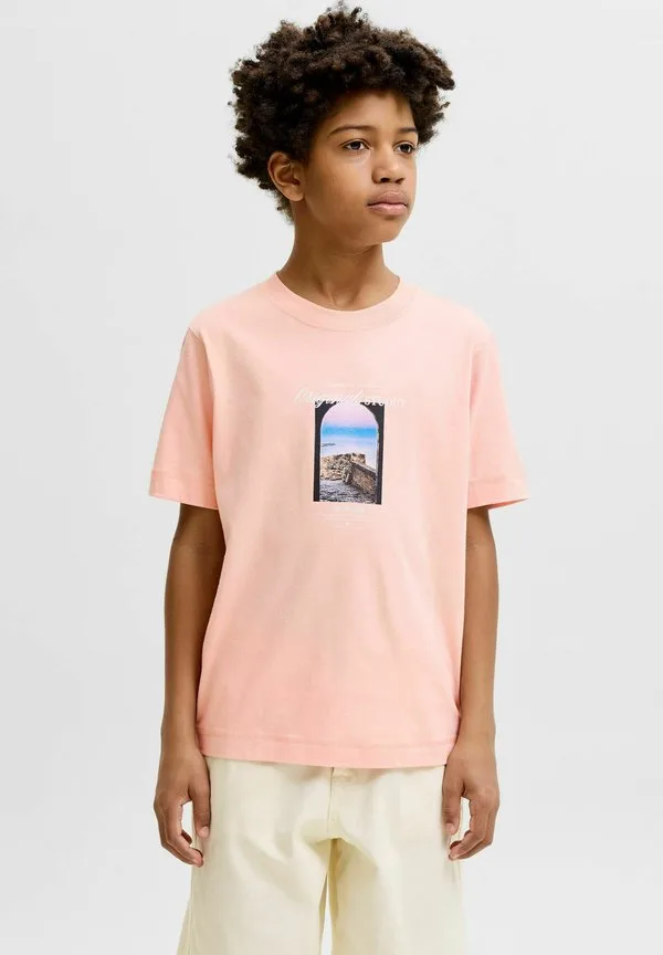 Футболка, футболка для подростков, футболка с принтом Jack & Jones Junior, Peach Melba — фото 2