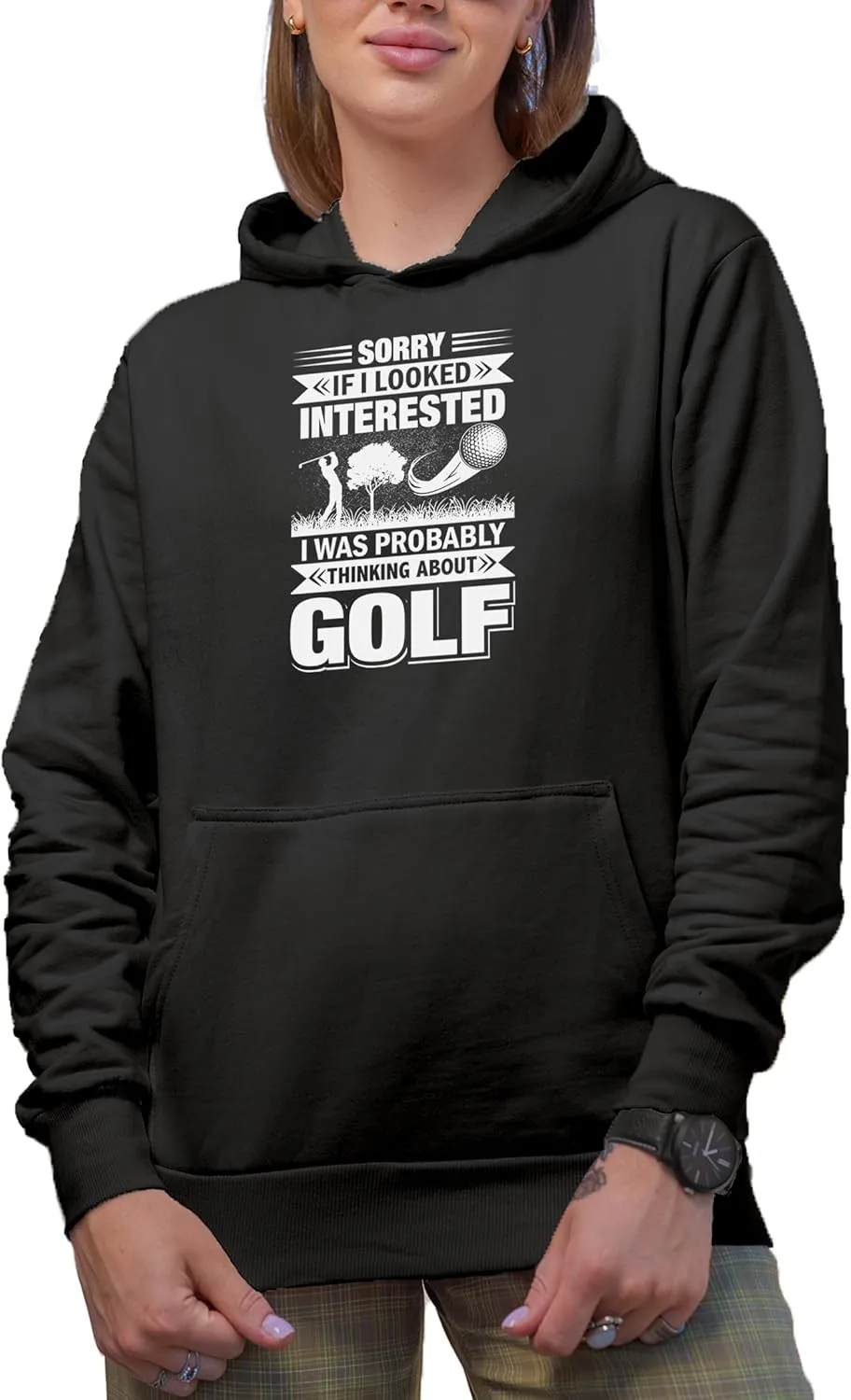 

Толстовка с капюшоном "Sorry If I Looked Interested, I Was Probably Thinking About Golf", подарок для гольфиста Make Your Mark Design