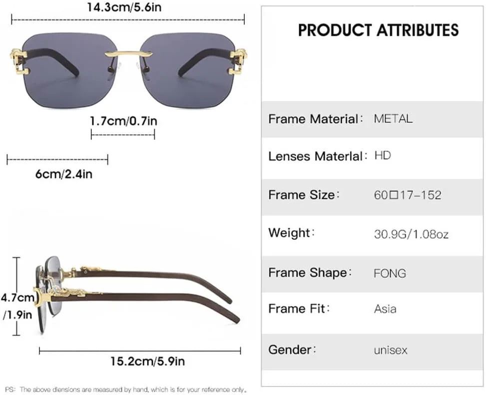 

Безободковые металлические солнцезащитные очки для женщин и мужчин. Модные винтажные солнцезащитные очки класса люкс с защитой от УФ-излучения UV400 HVTVTLA, Tea