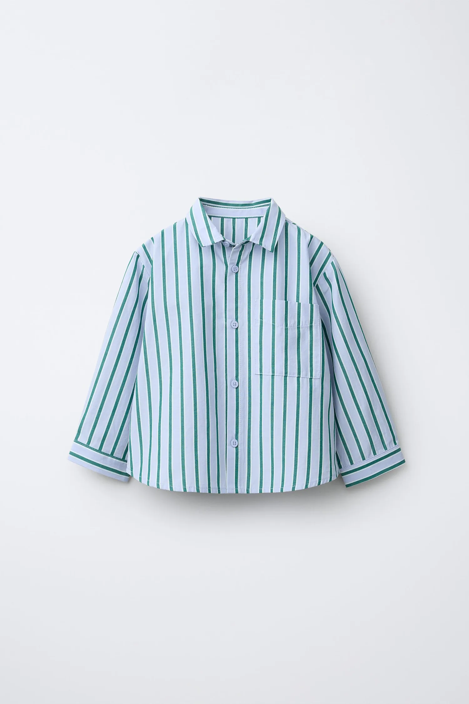 Полосатая рубашка Zara, синий/зеленый