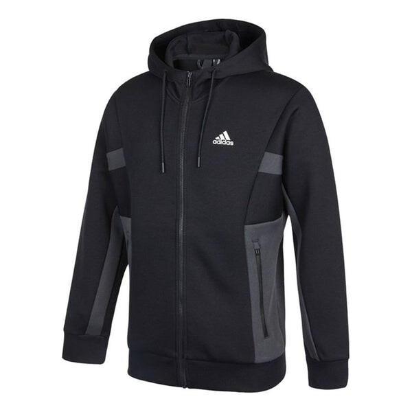 

Куртка adidas St Kn Spcr Jkt Contrasting Colors Pocket Knit Sports hooded Logo Jacket Black, черный