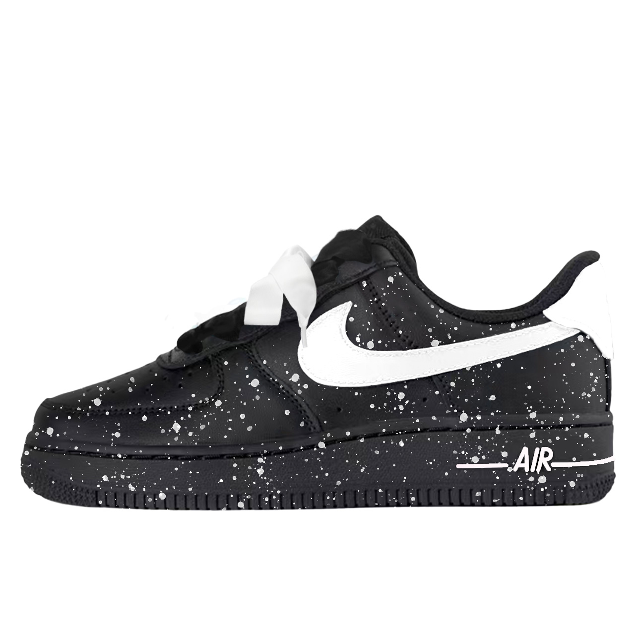 

Nike Air Force 1 Ink Snow Flakes Slip Resistant Abrasion Resistant Low top Skateboard Shoes Unisex черный белый