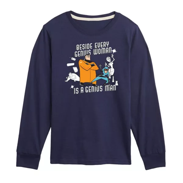 

Футболка с длинным рукавом с принтом Дэнни Фантом Гениус для мальчиков 8-20 лет Nickelodeon, синий